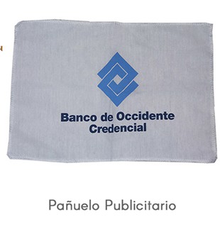Pañuelo Publicitario
Material Dacron, Medidas: 30 cms ancho x 20 cms alto. Técnica de marca: Screen.